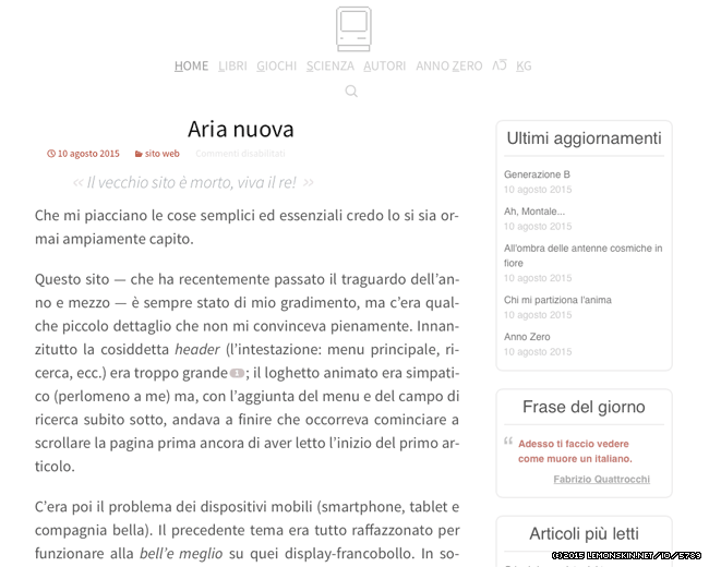 Come sarebbe apparsa questa pagina sul vecchio sito.