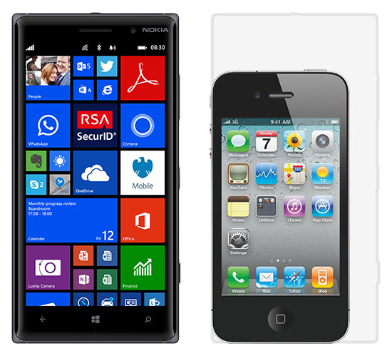 Comparazione  tra Lumia 830 e iPhone 4S